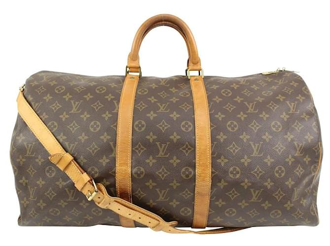Louis Vuitton Monogram Keepall Bandouliere 55 Duffle Bag with Strap Leather  ref.626920