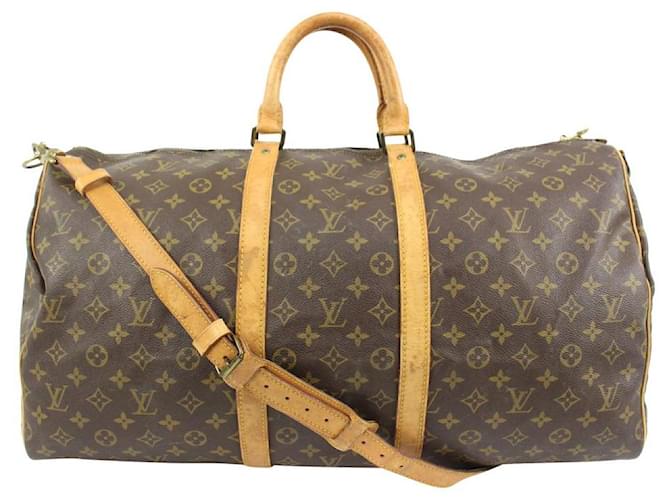 Louis Vuitton Monogram Keepall Bandouliere 55 Duffle Bag with Strap Leather  ref.626921