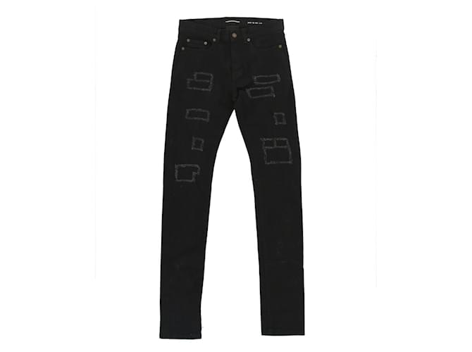 Jeans skinny desgastado Saint Laurent Preto Algodão  ref.627061