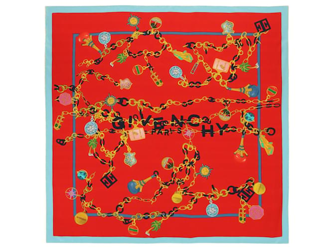 Pañuelo cuadrado de seda con dijes de Givenchy Multicolor  ref.627104