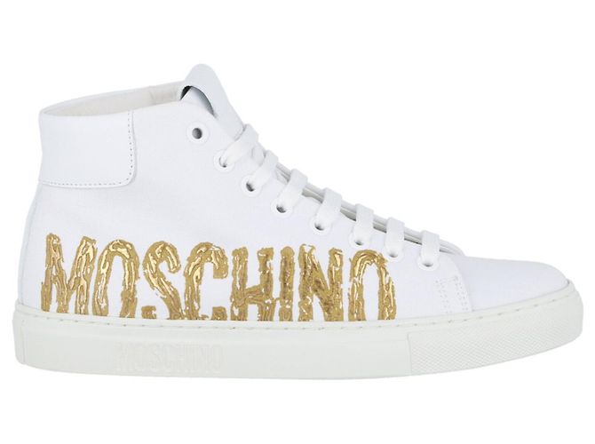 Hohe Sneaker aus Segeltuch mit Moschino-Logo