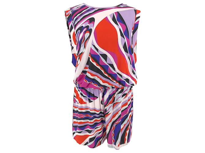 Emilio Pucci shorts jumpsuit in multicolour orange lilac fuchsia print Multiple colors Viscose Cellulose fibre  ref.627402