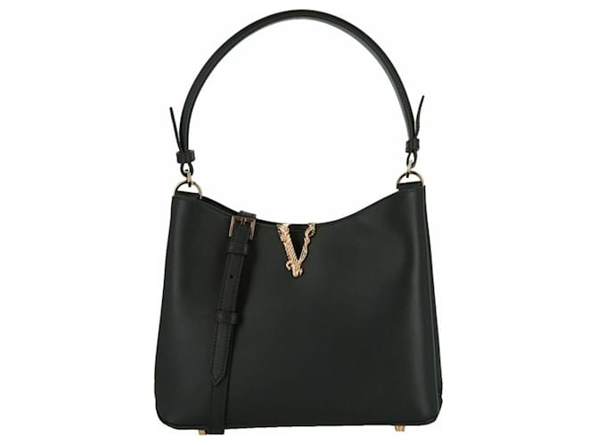 Borsa in pelle Versace Virtus Nero Vitello simile a un vitello  ref.627527