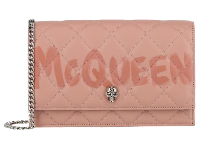 Alexander McQueen Medium Skull Quilted Shoulder Bag Pink Leather Pony-style calfskin  ref.627581