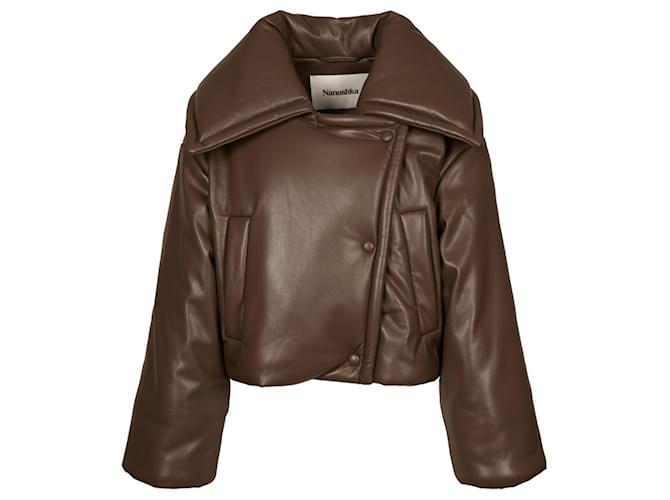 Nanushka Jamie Faux Leather Puffer Jacket Brown  ref.627671