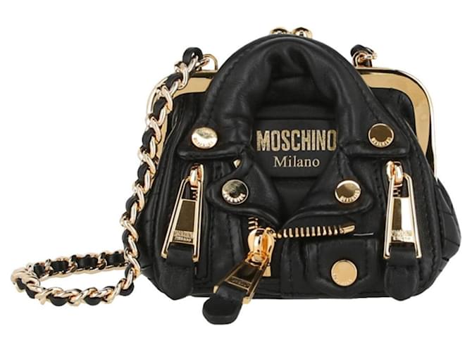 Moschino Leather-jacket Heart Clutch Bag In Fantasy Print Black | ModeSens