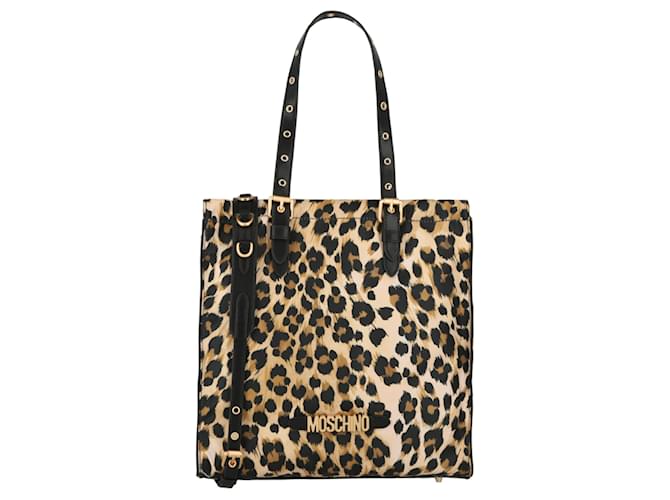 Bolso tote con estampado de leopardo de Moschino Multicolor  ref.627871