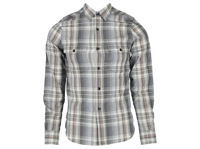 Saint Laurent Mens Checkered Long Sleeve Shirt Multiple colors Cotton  ref.627953