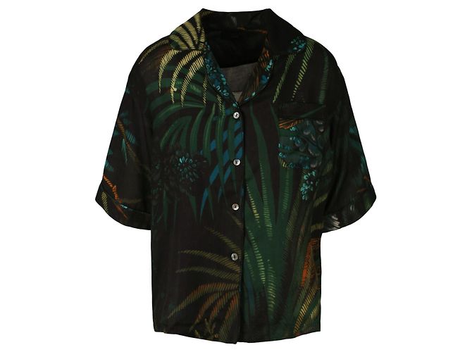 Camisa de seda con estampado de jungla de Alanui