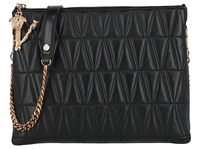 Versace Virtus Leather Shoulder Bag Black  ref.628406