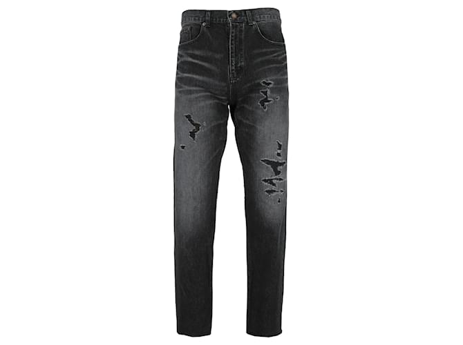 Saint Laurent Distressed Baggy Jeans Black Cotton  ref.628414