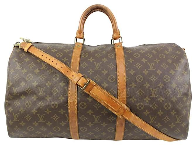 Louis Vuitton Monogram Keepall Bandouliere 55 Duffle Bag with Strap Leather  ref.628429