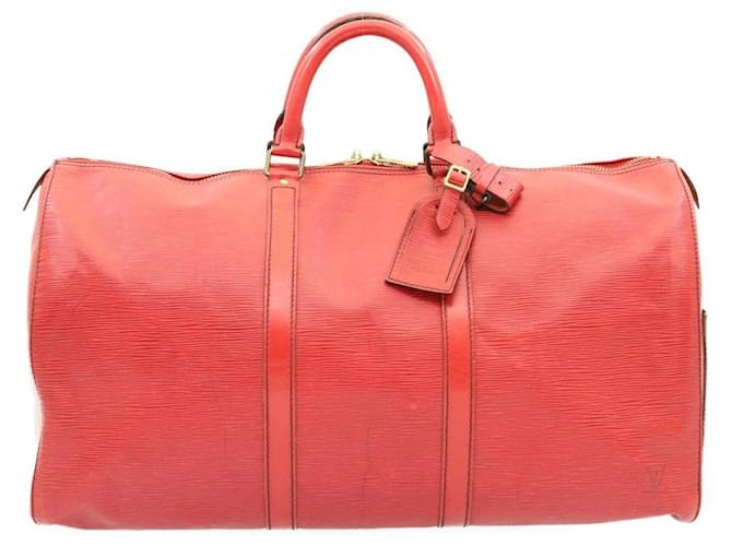 LOUIS VUITTON Red Epi Leather Keepall 50 Travel Bag