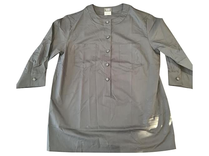 Blusa chemise Chanel Uniform T. 40 blu navy TBE Cotone  ref.628594