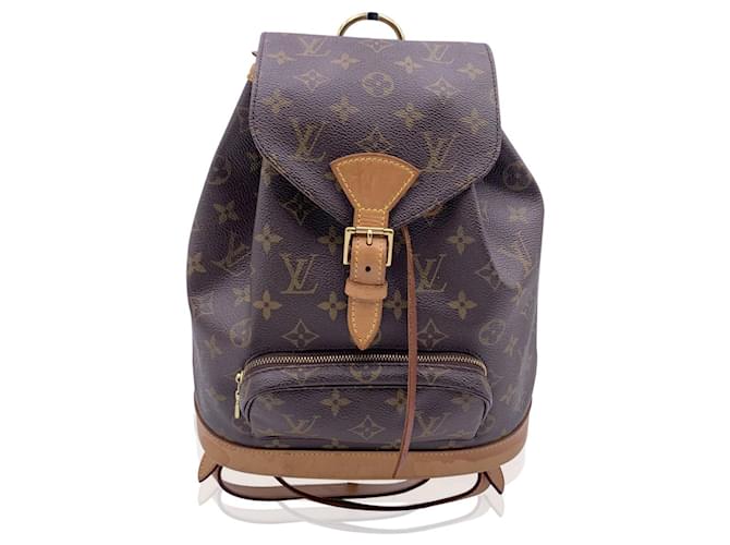 Louis Vuitton Bolso mochila Montsouris MM de lona con monograma vintage Castaño Lienzo  ref.628769