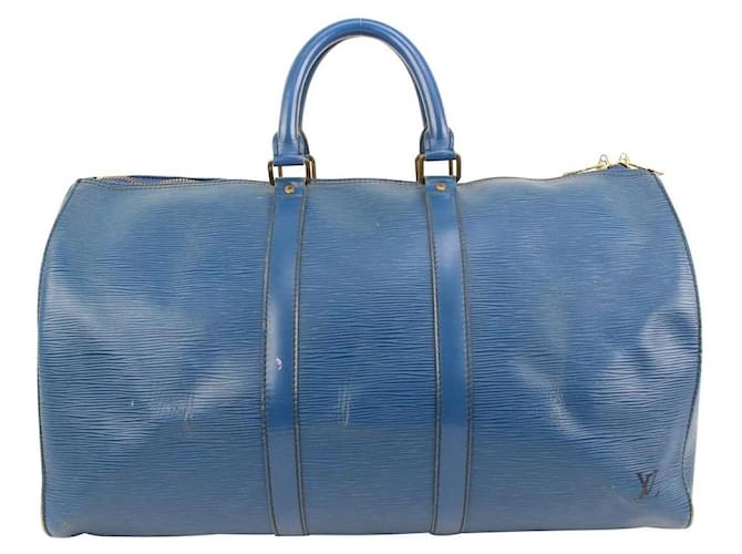 Keepall Louis Vuitton Toledo Toledo en cuir épi bleu 45 sac de marin  ref.628775