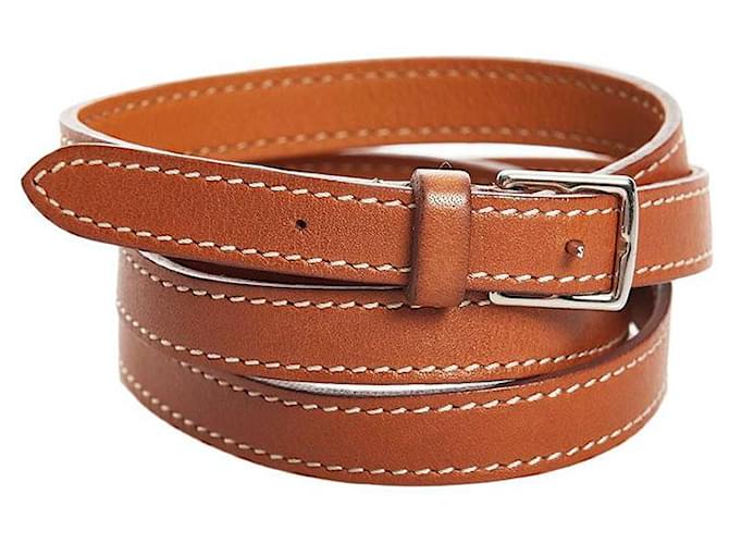 Hermès  Mini Etriviere 4 Tour Bracelet Brown Leather Pony-style calfskin  ref.628964