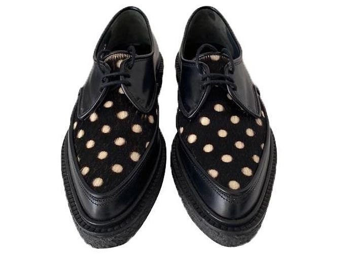 Adieu Modell 51 Derby Schuhe Schwarz Leder Ponyfell