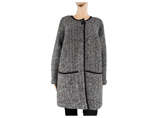 Gestuz Elvida Jacke Wolle schwarz weiß grau