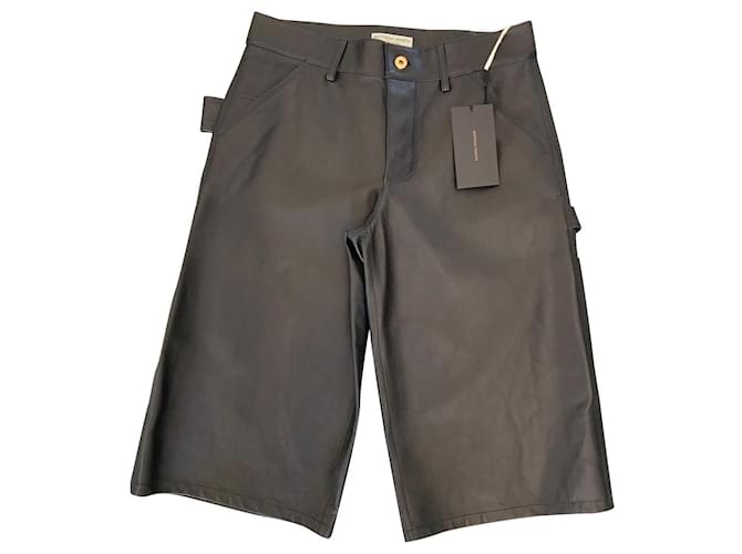 Bottega Veneta Cropped shorts Black Lambskin  ref.629216
