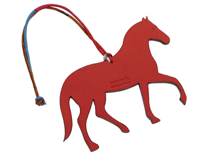 Hermès HERMES petit ache cheval Bag Charm horse-type Epsom Red Black Auth 30991a Leather  ref.629326
