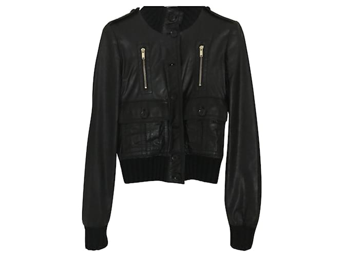 Gucci Women's jacket Black Leather  ref.629331