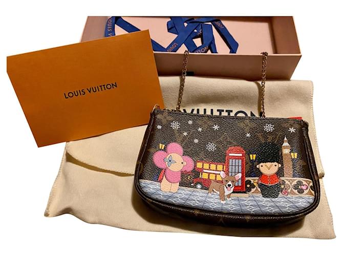Speedy Louis Vuitton Mini pochette accessoires Londres Toile Marron foncé  ref.629332