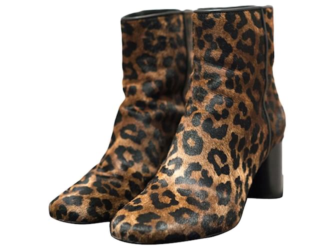 Sandro Leopard Boots Leopard print Leather  ref.629340