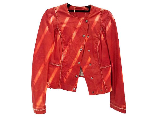 Hugo Boss orange leather jacket