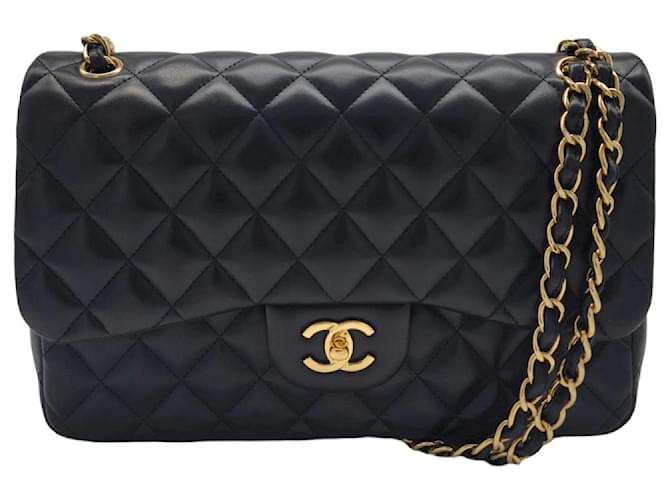 Chanel JUMBO Classic Shoulder Bag Black Leather  ref.629369
