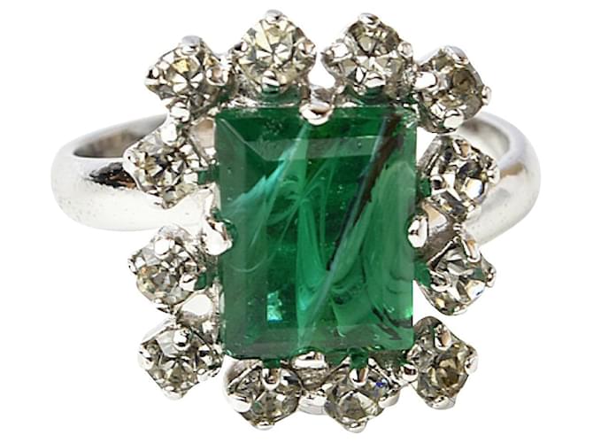 Christian Dior Anillos Plata Verde Metal  ref.629430