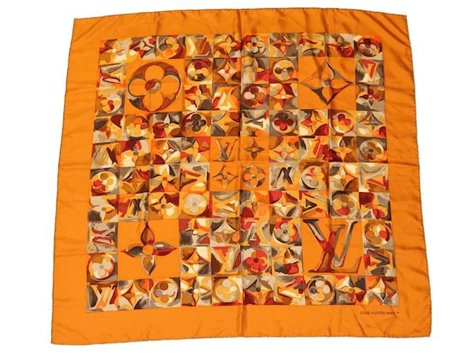 LOUIS VUITTON Monogram Shawl Stole Scarf Silk Orange LV Auth ac877  ref.629563