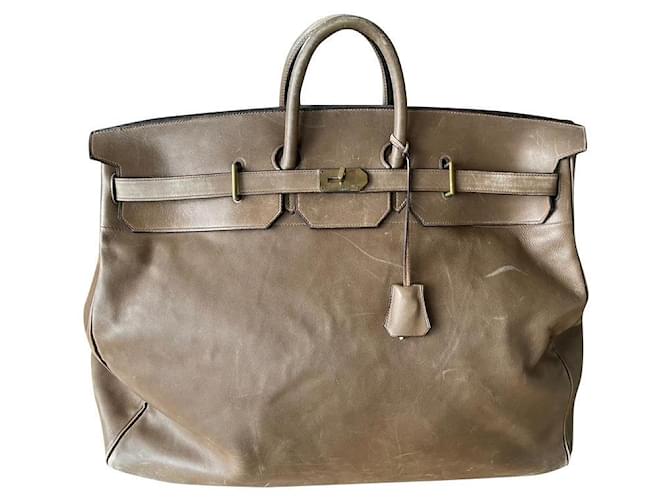 Haut à courroies Large Hermès strap top bag Taupe Leather  ref.629671