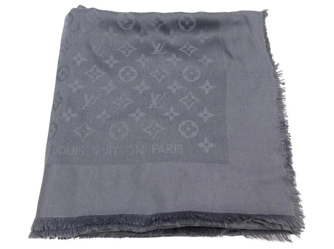 scarf louis vuitton m71376 MONOGRAM SHAWL IN SHAWL GRAY SILK AND WOOL Grey Leather  ref.629701