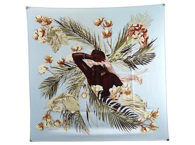 Hermès RARE HERMES TURBANS SCARF OF QUEENS SZABO CARRE 90 SILK BLUE SILK SCARF  ref.629714