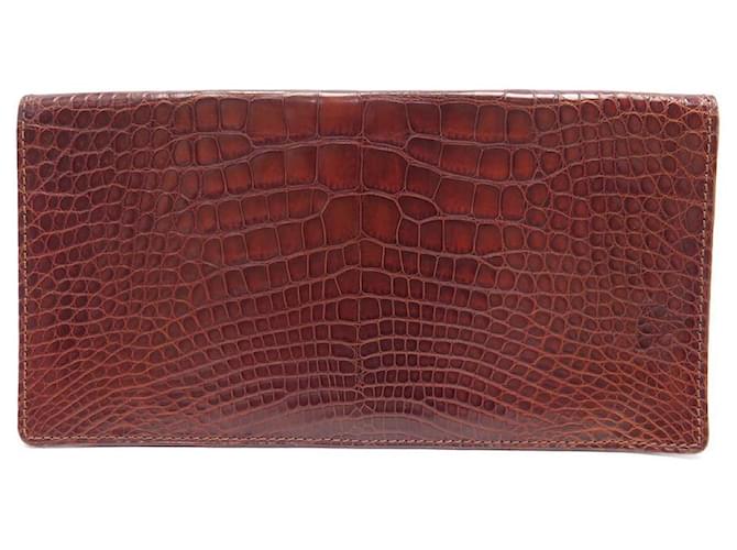 Hermès LANVIN WALLET IN BROWN CROCODILE LEATHER CARD HOLDER WALLET CARD HOLDER Exotic leather  ref.629722