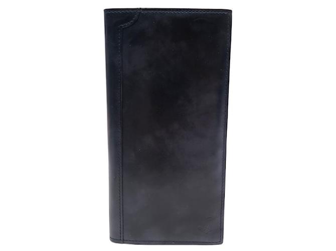 PORTEFEUILLE LONG JOHN LOBB CUIR PATINE NOIR PORTE CARTES WALL CARD HOLDER  ref.629729