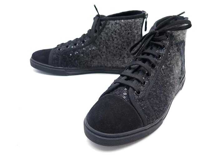 NEW LOUIS VUITTON SNEAKERS STELLAR SEQUINS SHOES 40 SNEAKERS SHOSES Grey  ref.629742