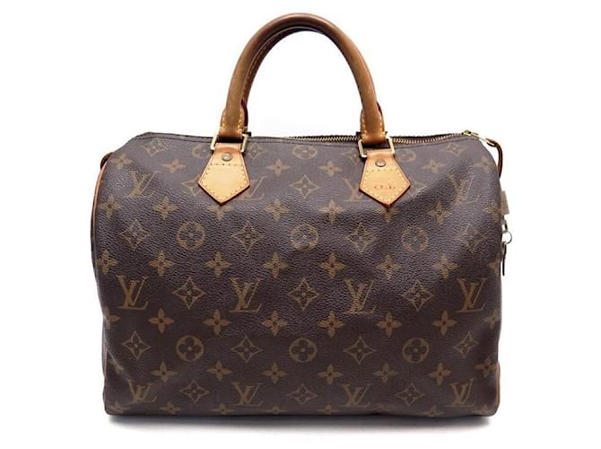 Speedy Louis Vuitton bolsa rápida 30 M41108 TELA DE MONOGRAMA DE SACO DE MÃO LV Marrom Lona  ref.629760