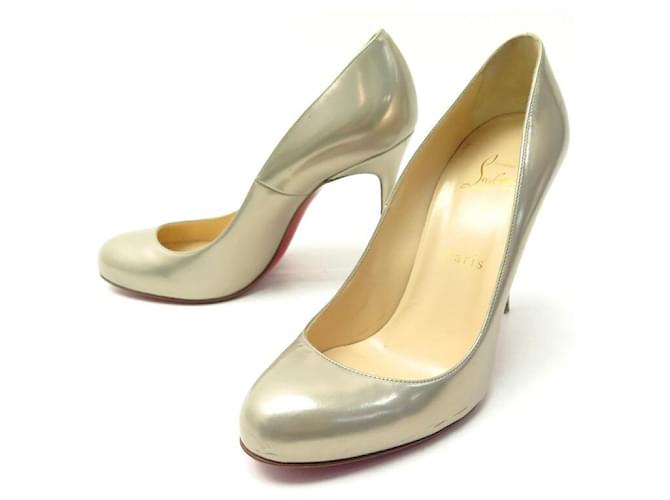 CHRISTIAN LOUBOUTIN FIFI SHOES 38 PUMPS IN GOLD LEATHER SHOES Golden  ref.629767