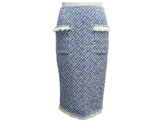 Louis Vuitton NEW VUITTON SKIRT IN BLUE AND WHITE TWEED SIZE S 36 NEW BLUE SKIRT  ref.629793