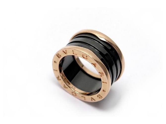 Bulgari B ring.Zero 1 T51 Rose gold 18K AND BLACK CERAMIC PINK GOLD RING Golden  ref.629819
