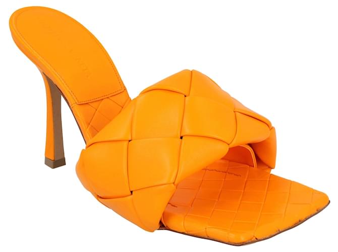 Bottega Veneta Women Lido Padded Mule in orange Lambskin Leather  ref.629940