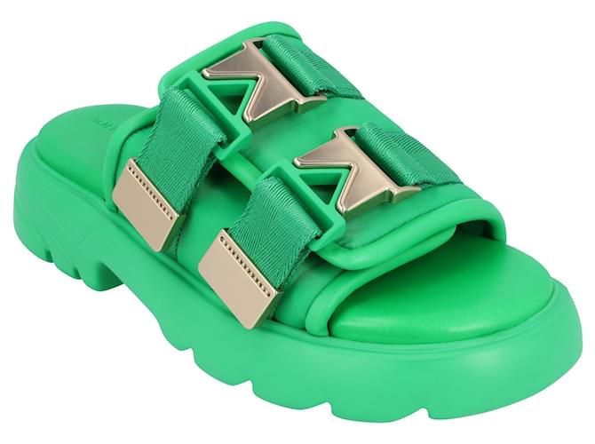Bottega Veneta Women Flash Sandals em pele de cordeiro verde Couro  ref.629950