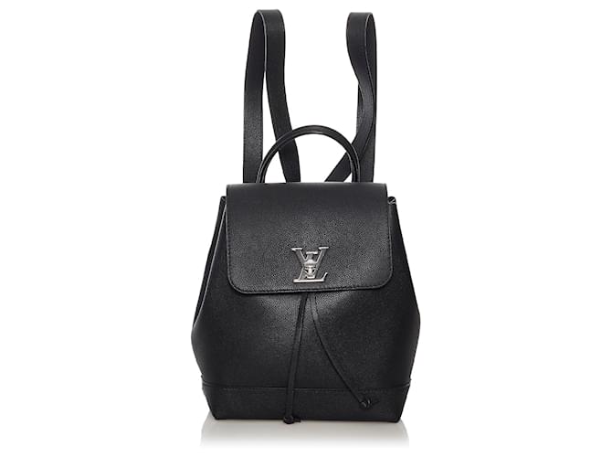 LOUIS VUITTON Calfskin Lockme Backpack Black Calfskin Leather