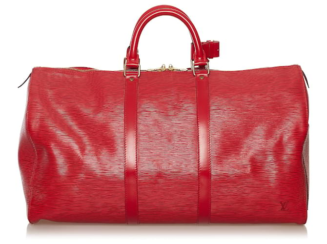 Louis Vuitton Red Epi Keepall 50 Roja Cuero  ref.630048