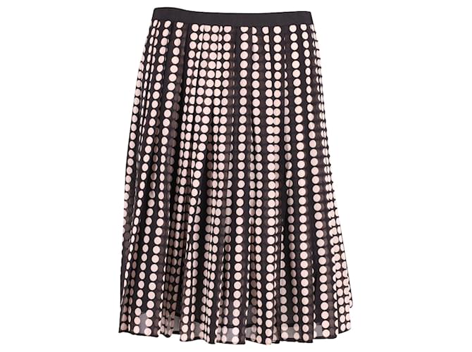 Tory Burch Fully Pleated Printed Skirt in Black and Pink Silk   ref.630136
