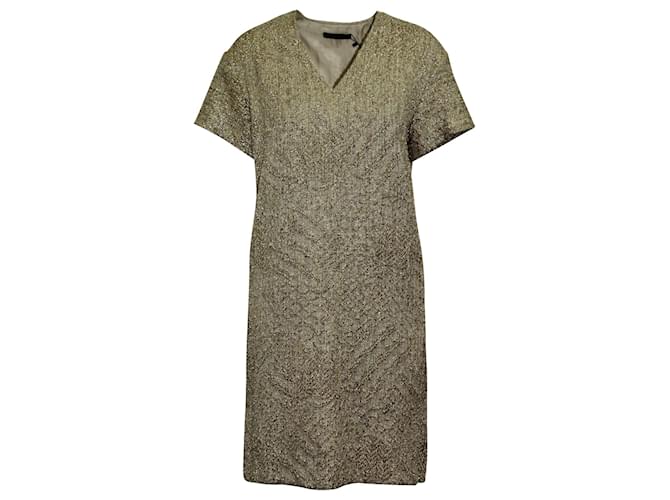 The Row Glitter Embellished Short Dress in Metallic Gold Polyester  Golden  ref.630142