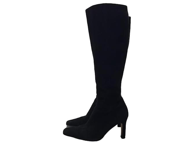 Chanel Boots Black Suede  ref.630145