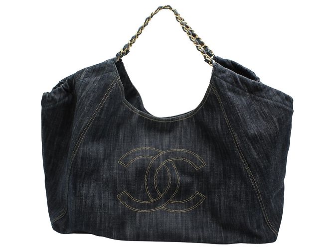 Bolsa Chanel Coco Cabas em Denim Azul